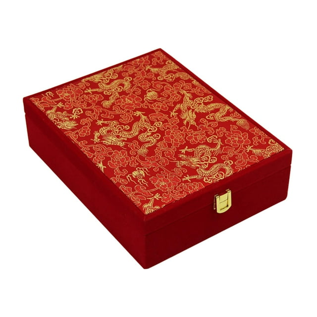 Caja de joyería de boda, caja de joyería de terciopelo rojo, caja de exhibición de joyería para cumpleaños 20cm x 26cm x 75cm