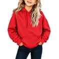 thumbnail image 2 of SERTG Girls Pullover Hoodie Drawstring Pocket Solid Color Long Sleeve Loose Fit Kids Casual School Daily Outdoor Wear Hooded Sweatshirt, 2 of 9