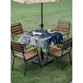 thumbnail image 4 of Outdoor Tablecloth with Umbrella Hole for Patio/Picnic/Party/Camping, Navy Blue Turtle Coastal Waterproof Table Cloth Square Cover Washable, Nautical Summer Beach Coral Jellyfish (54"x 54"), 4 of 8