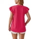 thumbnail image 3 of Blusa de Mujer con Cuello en V y Mangas con Volantes, Holgada, Elegante, Informal, , de Verano, Color Rosa y Rojo, Talla S, 3 of 10