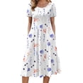 thumbnail image 2 of Fantaslook Summer Dresses for Women Casual Short Sleeve Pleated Dress Flowy Floral Dress with Pockets Flare Midi Sundress, 2 of 9