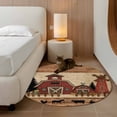 thumbnail image 2 of Round Area Rug 3.3 Ft, Brown Farmhouse Washable Non-Slip Circle Carpet for Living Room/Bedroom, Vintage Country Animals Wooden Grain Low-Profile Small Kitchen Mats Collection Rugs for Indoor, 2 of 8