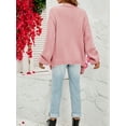 thumbnail image 5 of Caoirhny Women Fashion Wild Cardigan Flower Decor Lantern Long Sleeve Knitted Sweater Coat Autumn Winter Open Front Outerwear, 5 of 9