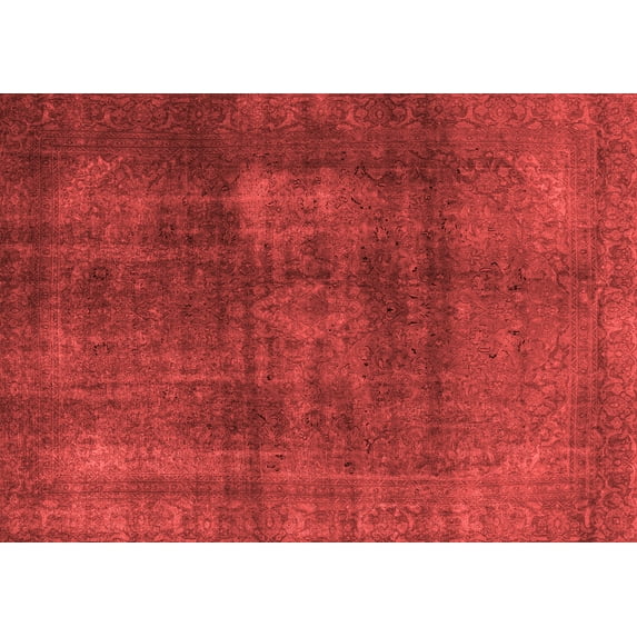 Ahgly Company Machine Washable Indoor Rectangle Abstract Red Modern Area Rugs, 7' x 9'