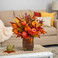 thumbnail image 3 of HomeStock 21In. Pumpkin, Retro Renaissance Leaf And Sorghum Harvest Artificial Arrangement In Metal Planter, 3 of 3