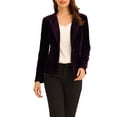 thumbnail image 1 of Unique Bargains Blazer de Travail en Velours avec Ceinture et Col à Revers pour Femmes Violet TP, 1 of 5
