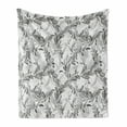 thumbnail image 1 of Grunge Soft Flannel Fleece Blanket, Monochrome Line Art Style Leaves Natural Floral Pattern Sketchy Modern Design, Cozy Plush for Indoor and Outdoor Use, 50" x 70", Black Grey White, by Ambesonne, 1 of 6