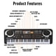 thumbnail image 5 of Hvxrjkn Teclado de 61 Teclas Piano, Digital Electronic Musical Keyboard, para Principiantes Set de Teclado Piano Eléctrico con cable USB, Micrófono - Negro, 5 of 10