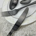 thumbnail image 5 of Elyon Tableware® 32 Piece Reflective Black Flatware Set Stainless Steel Silverware Set Square Handles Reflective Mirror Finish Cutlery Service For 8, 5 of 7