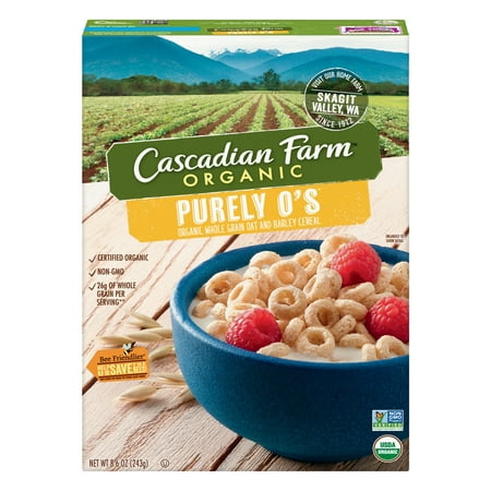 (2 Pack) Cascadian Farm Organic Purely O's Cereal, 8.6 (Mom's Best Cereal Oatmeal)