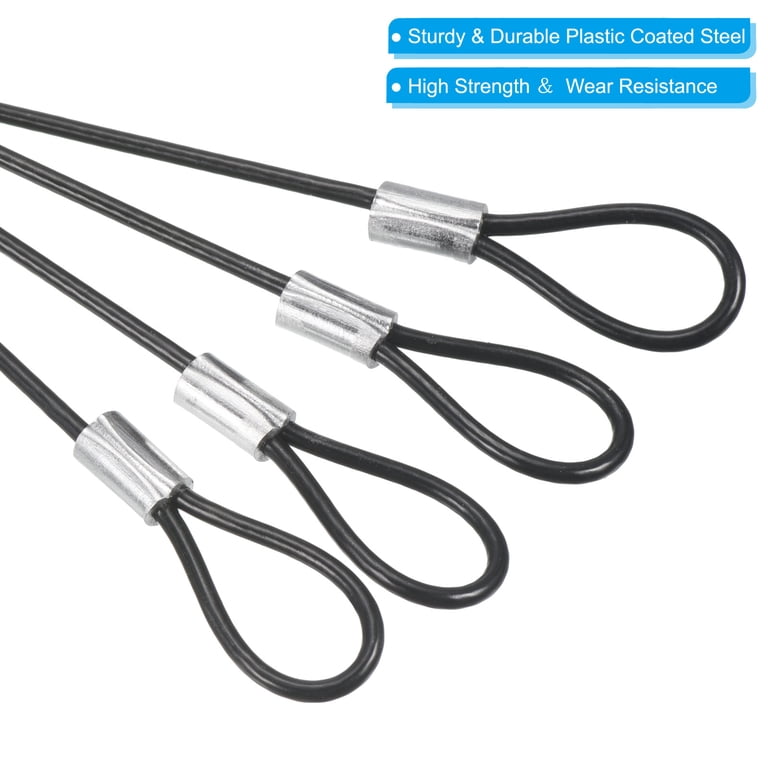 Lot De 6 Câbles De Sécurité Avec Double Boucle - Fil Acier 5,2mm Noir - Anti-vol Metallixity