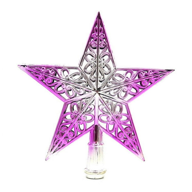 Fiudx Adornos Navideños Estrella Superior Del Árbol De Navidad Hueco Tridimensional Decoración Navideña Estrella De Cinco Puntas