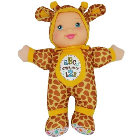 Baby's First Sing & Learn Bilingual Giraffe Blue Soft & Cuddly Singing Musical Doll, Teaches ABC's & Numbers