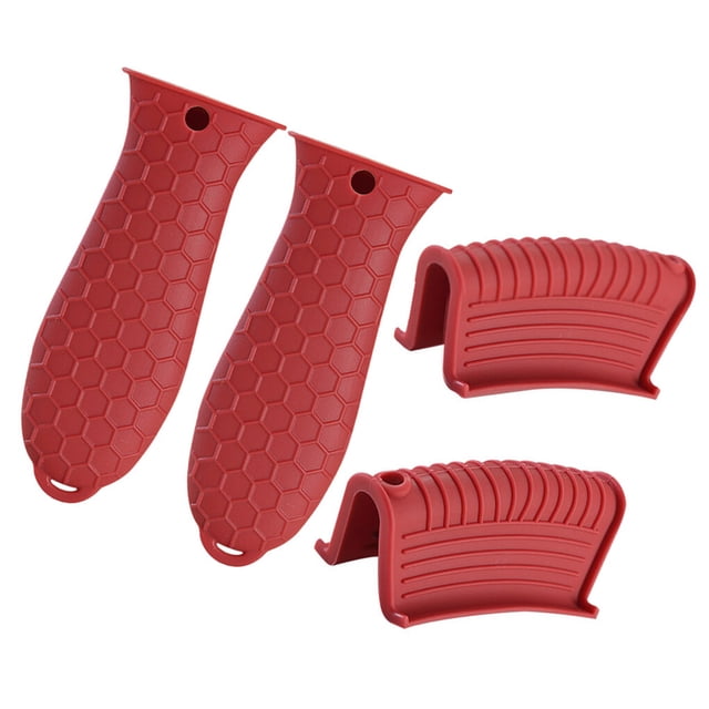 Advancent 4X soporte de silicona mango de olla comodidad auxiliar de larga duración resistencia a altas temperaturas utensilios de cocina Cocina y Comedor Rojo