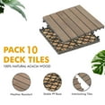 thumbnail image 2 of 10-Pack Interlocking Solid Wood Deck Tiles, 12"x12" Waterproof Outdoor Flooring for Patio, Garden, Poolside, Stripe, Coffee, 2 of 8