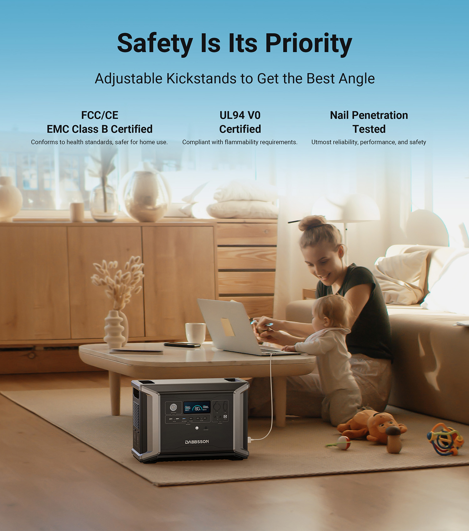 Dabbsson 2330Wh 2200W Power Station DBS2300 Solar Generator, EPS 15ms, AC Outputs x4 Surge 4400W, Solar Input 800W, 4500 cycles to 80% capacity, for Emergency Battery Backup, Outdoors