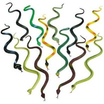 Playbees Rubber Toy Snakes - 12-Pack - 14 Inches - Assorted Lifelike Fake Plastic Toy Snake, Realistic Serpents for Kids, Events, and Gags, Flexible and Float to Prank Friends and Family