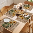 thumbnail image 5 of Vintage Summer Sunflower Placemats Set of 1, Yellow Flroal Wood Texture Non-Slip Place Mats Washable Table Mats for Kitchen Dining Table Decorations Indoor/Outdoor, 5 of 9