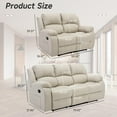 thumbnail image 2 of Ultra-Comfort Reclining Couch Sleeper Sofa Set – Ergonomic Leather Loveseat & Chaise Lounge for Living Room & Home Theater (3-Seat Sofa + Loveseat, Beige), 2 of 6