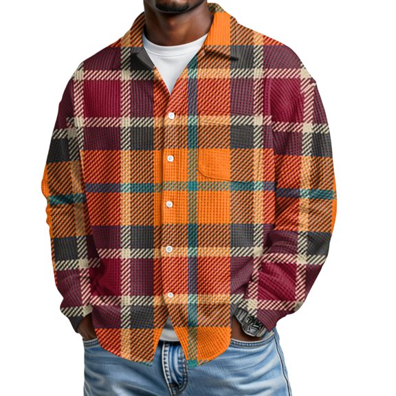 Kixjoy Mens Beach Shirts Big and Tall Long Sleeve Button Down Shirts Regular Fit Casual Stretch Collared Shirts Striped Summer Lightweight Shirts for Men, Brown L