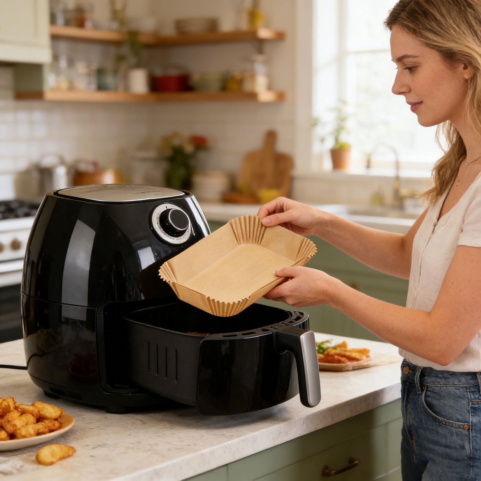 Ailezt Air Fryer Parchment Paper Sheets Non Stick Cooking Liners For Meals And Easy
