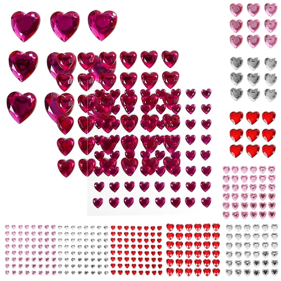 12 Sheets Heart-Shaped Acrylic Rhinestone Gems for Face, Nails, Crafts, and Decoration - Sparkling Stickers for Beauty and Art