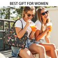 thumbnail image 5 of Large Capacity Tote Bag,Colorful Mushroom Leaf Black Pattern Handbag Fashion Luxury Tote Bag,15.7"x13"x 5.1" Inches,Laptop Compatible, 5 of 6