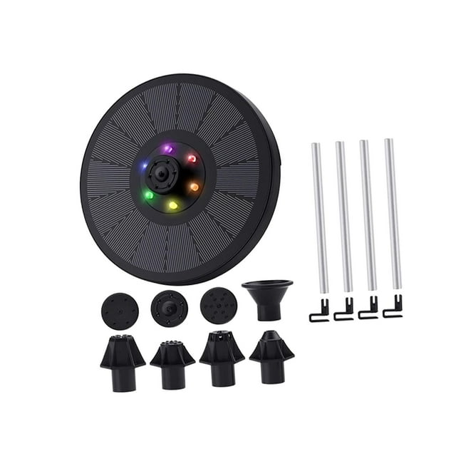 GROWTH TANK Solar Bird Bath Built in Battery Colorful LED Lights Water for