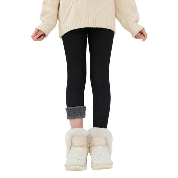 2-13T Toddler Child Girls Winter Thick Warm Cotton Long Pants Solid Fleece Lined Footless Leggings