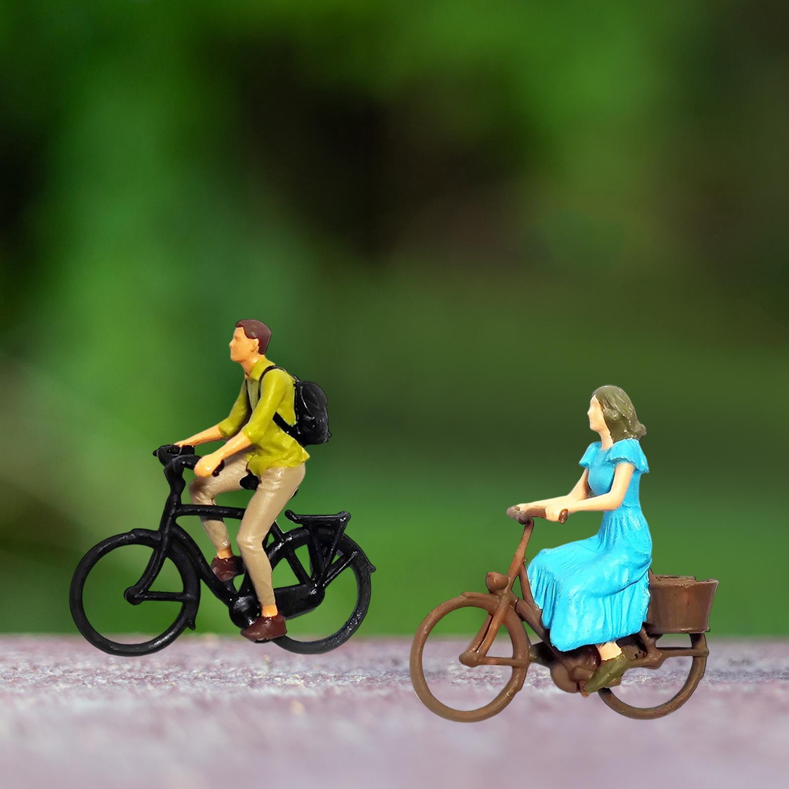 LeeQinersw 1/87 Scale Cyclist Figures Mini People Model Ornament for Dollhouse DIY Projects Boy and Girl