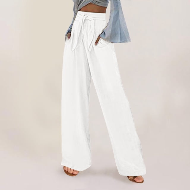 WILLBEST Pantalones Casuales para Mujer, de Color Liso, Holgados, con Bolsillos y Cintura Elástica para Un Uso Diario Cómodo. Extra Grande
