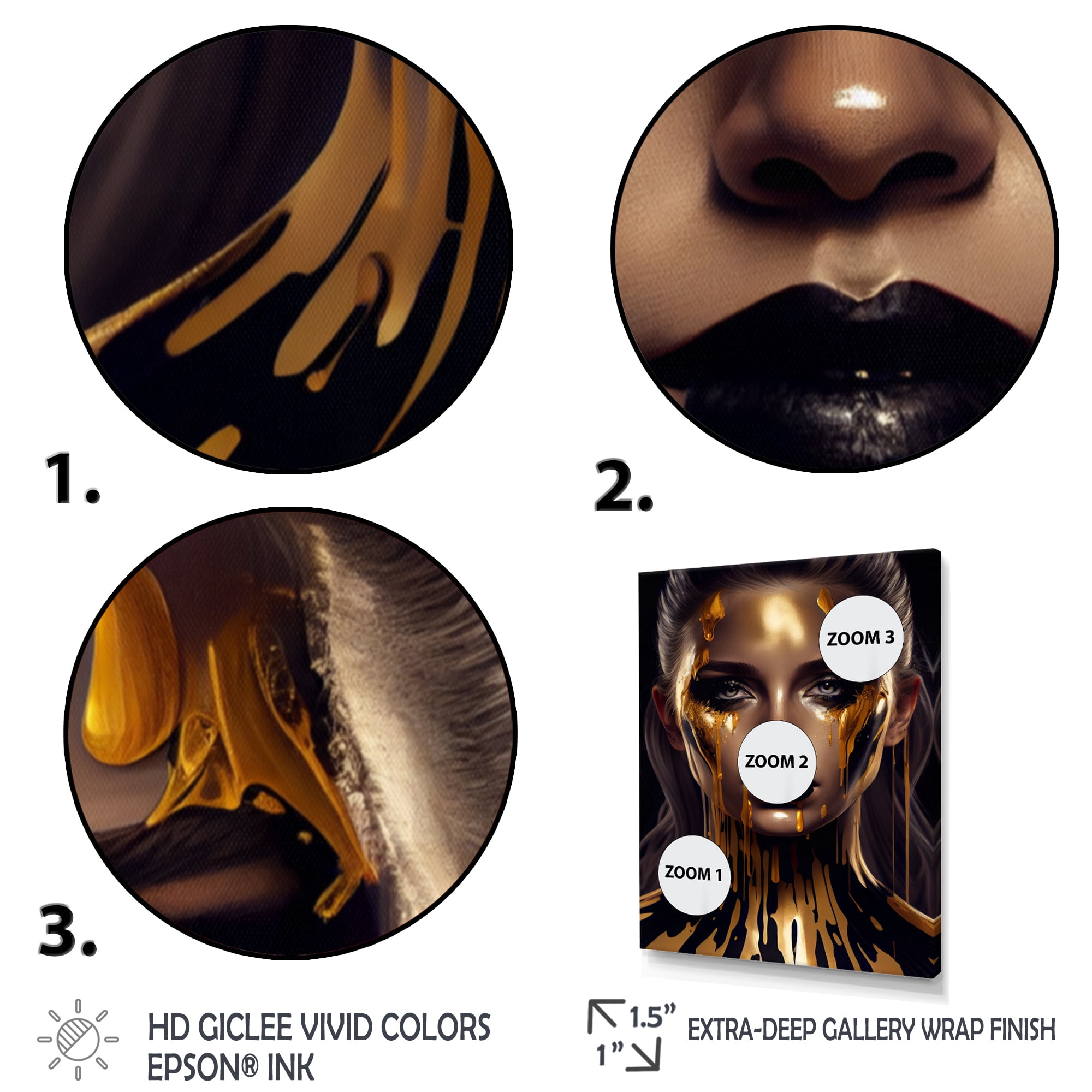 Designart Sensual Liquid Gold Woman VII Canvas Wall Art
