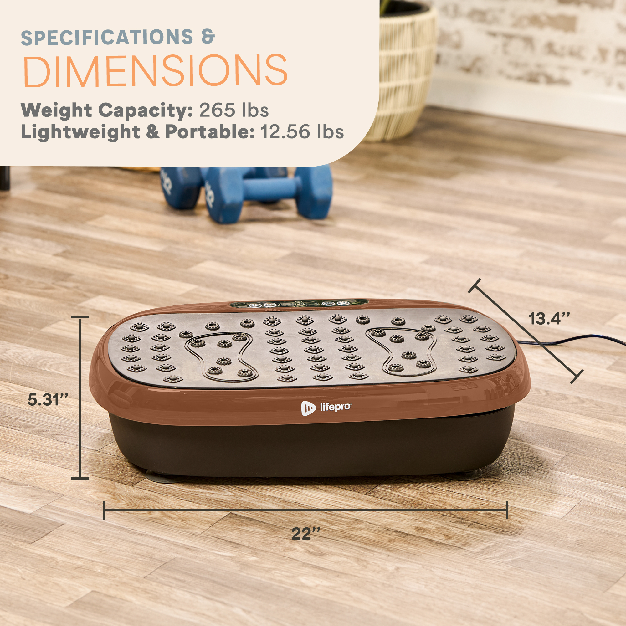 Lifepro HexaPlate Lite Vibration Plate Exercise Machine – Full Body Vibrating Plate for Weight Loss, Lymphatic Drainage & Recovery – Compact Home Workout with Magnetic Acupoints & Remote - Copper