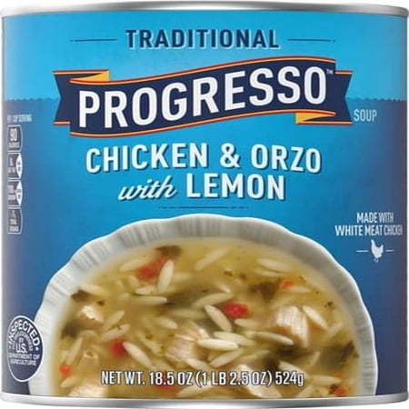 2X - Progresso Traditional, Chicken & Orzo With Lemon Canned Soup, 18.5 Oz.