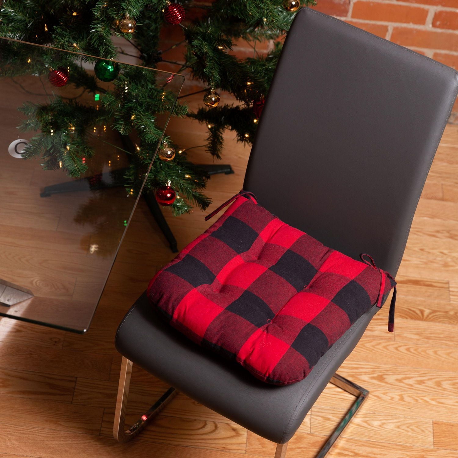 Fabstyles Buffalo Check Chair Pad with 100% Tufted Cotton Cover