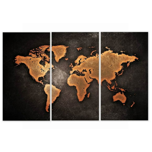 ZOUSSIQI World Map Canvas Painting 3 Panels Printed Picture Wall Art for Home Bedroom Decor (30*56cm) JU316-102634