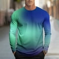 thumbnail image 2 of T-Shirts for Man Plus Size Long Sleeve Crew Neck Gradient Casual Loose Leisure Big&Tall Print Outdoor Sports Blouses Shirts S-4XL, 2 of 6