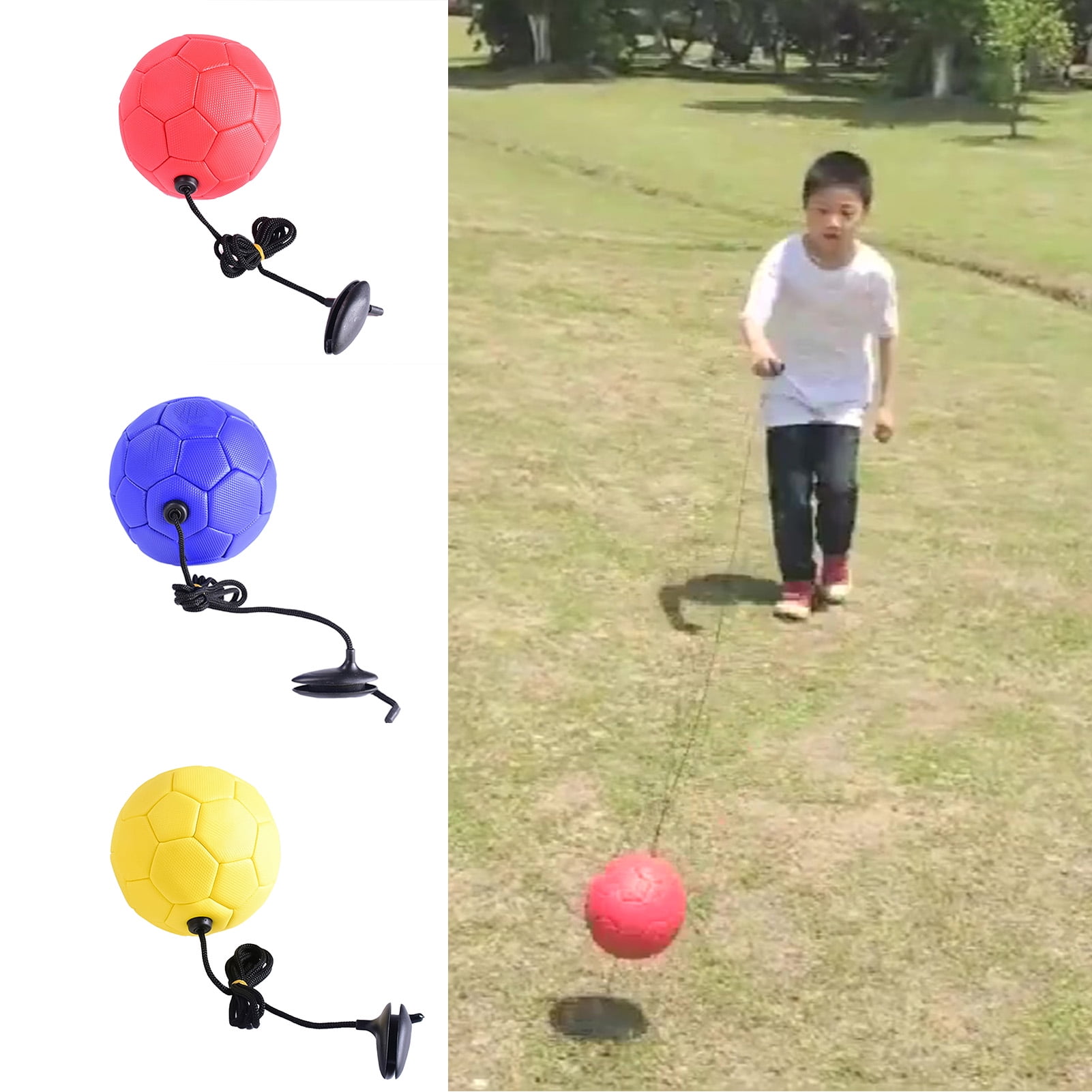 Outdoor Soccer Equipment football with rope Smart Football with Tether for Juggling Foot Control Kicking Practice Adjustable Cord 