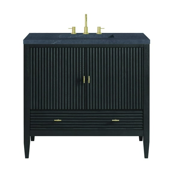 James Martin Vanities 36" Vanity, Carbon Oak w/ 3 CM Charcoal Soapstone Quartz Top