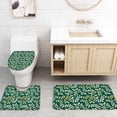 thumbnail image 4 of FMSHPON Leaf 4 Piece Bathroom Set Shower Curtain Bath Rug Contour Mat and Toilet Lid Cover, 4 of 8