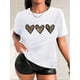 thumbnail image 3 of Women'S Casual Crew Neck T-Shirt with Leopard Print Heart Graphics, 100% Polyester Medium Stretch Fabric, Short Sleeve Tee for Spring/Summer/Fall - Black & Army Green Options, 3 of 8