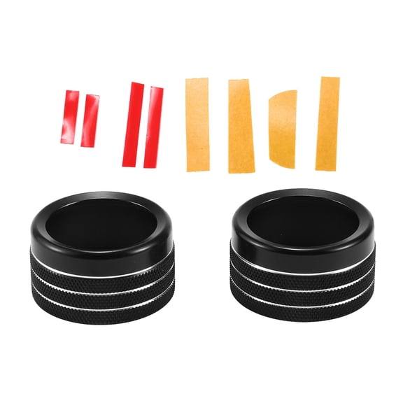 Unique Bargains Media Radio Audio Tune Knob Cover Interior Trim for Dodge for RAM 2019-2022 Aluminum Alloy Black  2 Pcs