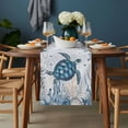 thumbnail image 2 of Summer Sea Turtle Table Runner - 120 Inch Long, Kitchen Dining Table Runner Dresser Scarves, Vintage Ocean Coastal Coral Flower Farmhouse Decor for Coffee Tables Wedding Party Banquet, 2 of 8