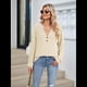 thumbnail image 5 of Camisa Henley de Larga para Mujer, Cuello en V, Suéteres Casuales Elegantes, Ropa de Moda para Otoño. Albaricoque L, 5 of 10