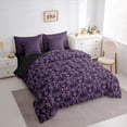 thumbnail image 3 of Feelyou Purple Damask Flower Twin Bedding Sets 7pcs, Boho Gothic Moth Comforter Set, 3 of 8