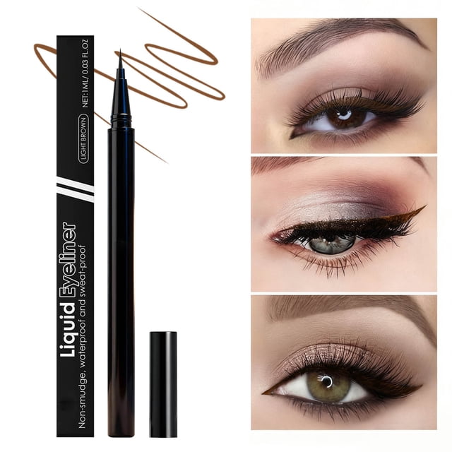 Delineador de ojos líquido resistente al agua, maquillaje de larga duración con punta de pincel fina, acabado satinado duradero, a prueba de transferencia, 1 ml.