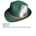 thumbnail image 7 of Callipe Men Fedora Retro Jazz Hat Feather And Rope Decor Curved Edge Solid Color Oktoberfest Party Festivals Holiday Bowler Cap, 7 of 7