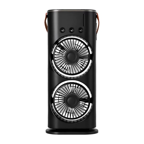 Yuarrent Humidificador de aire con ventilador de niebla recargable ABS con salida doble flexible y salida doble flexible abatible hacia arriba Electrodomésticos Carga negra
