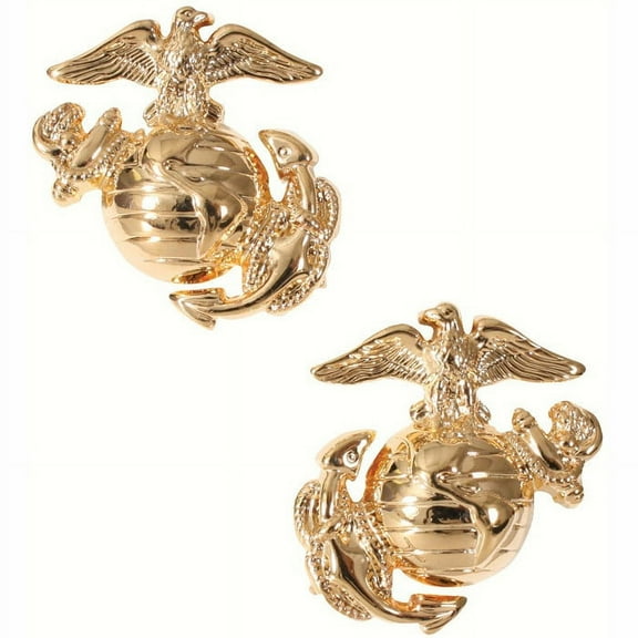 Gold - USMC Globe and Anchor Pin-On Insignia Pair