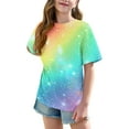 thumbnail image 5 of Girls Oversized Tie Dye Graphic Tees Summer Half Sleeve T Shirts Loose Long Tunic Tops to Wear with Leggings Multicolor， 6 Years, 5 of 7
